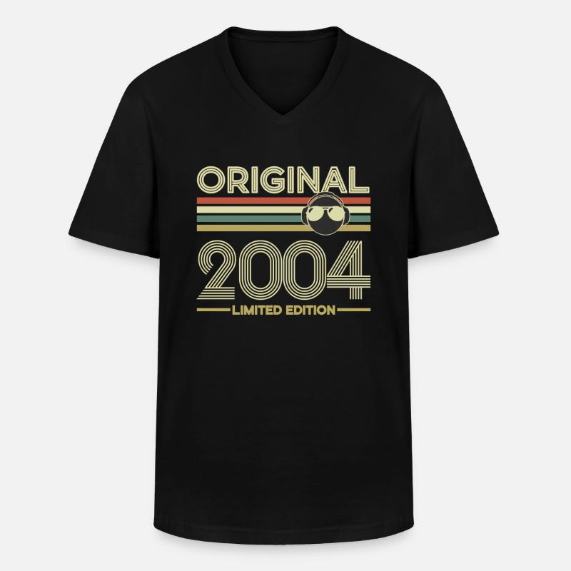 2004 - Männer-T-Shirt mit V-Ausschnitt - Schwarz