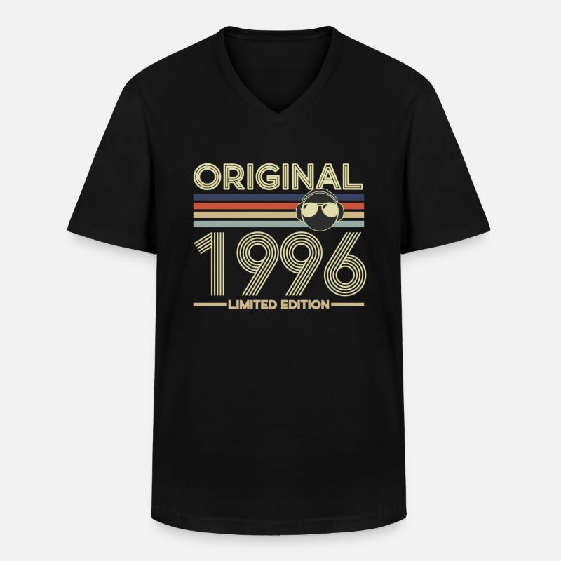 1996 - Männer-T-Shirt mit V-Ausschnitt - Schwarz
