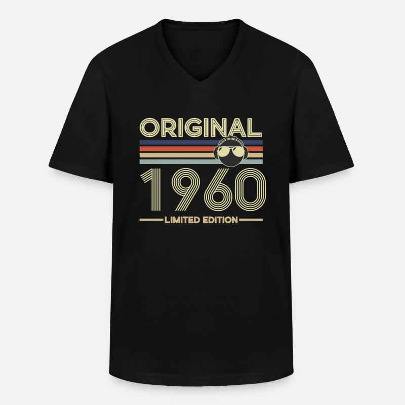 1960 - Männer-T-Shirt mit V-Ausschnitt - Schwarz