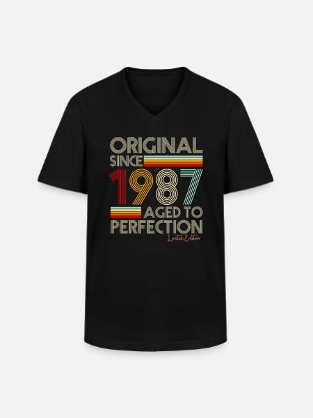 1987 - Men's V-Neck T-Shirt - black