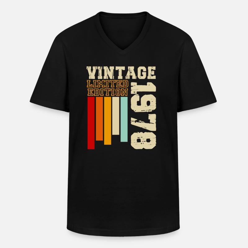 1978 - Männer-T-Shirt mit V-Ausschnitt - Schwarz