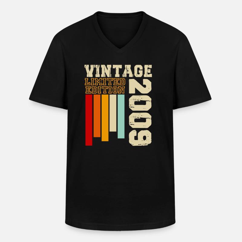 2009 - Männer-T-Shirt mit V-Ausschnitt - Schwarz