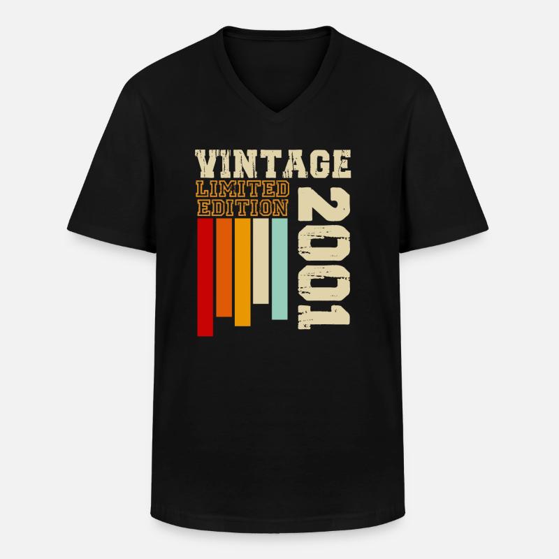 2001 - Männer-T-Shirt mit V-Ausschnitt - Schwarz