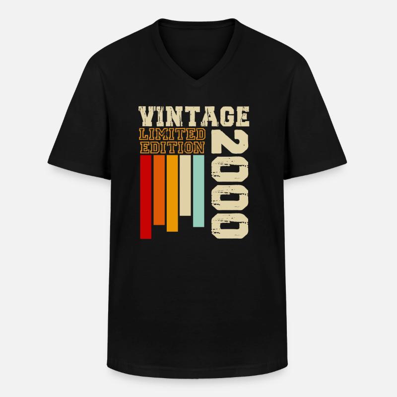 2000 - Männer-T-Shirt mit V-Ausschnitt - Schwarz