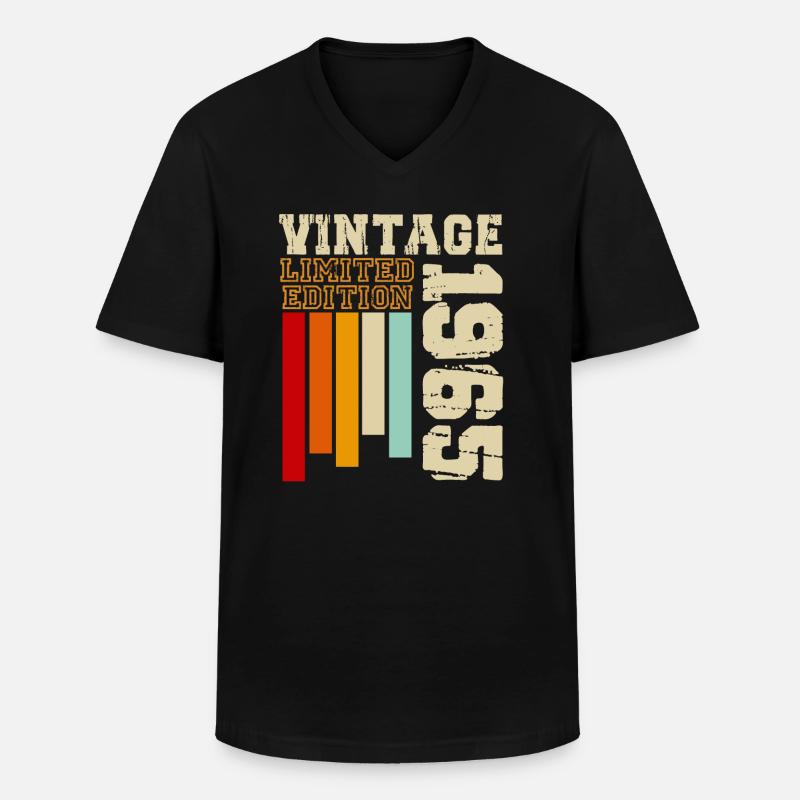 1985 - Männer-T-Shirt mit V-Ausschnitt - Schwarz