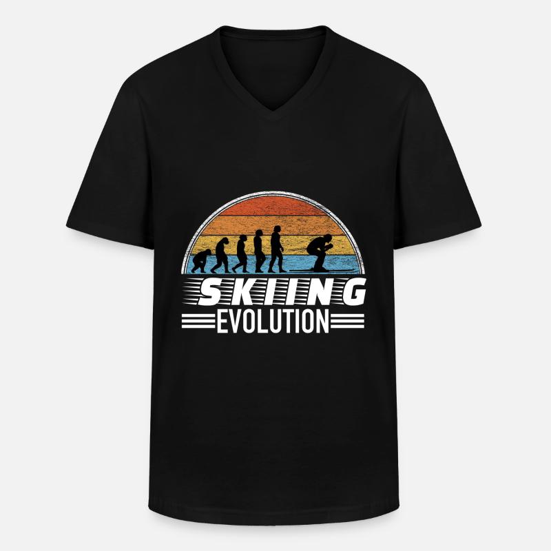 Skier saying evolution - Men's V-Neck T-Shirt - black