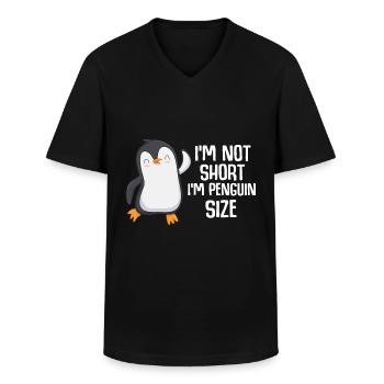 Cute Penguin Lover Short People Zoo - Men's V-Neck T-Shirt - black - Front - AI Model Male 178 dark (178cm)