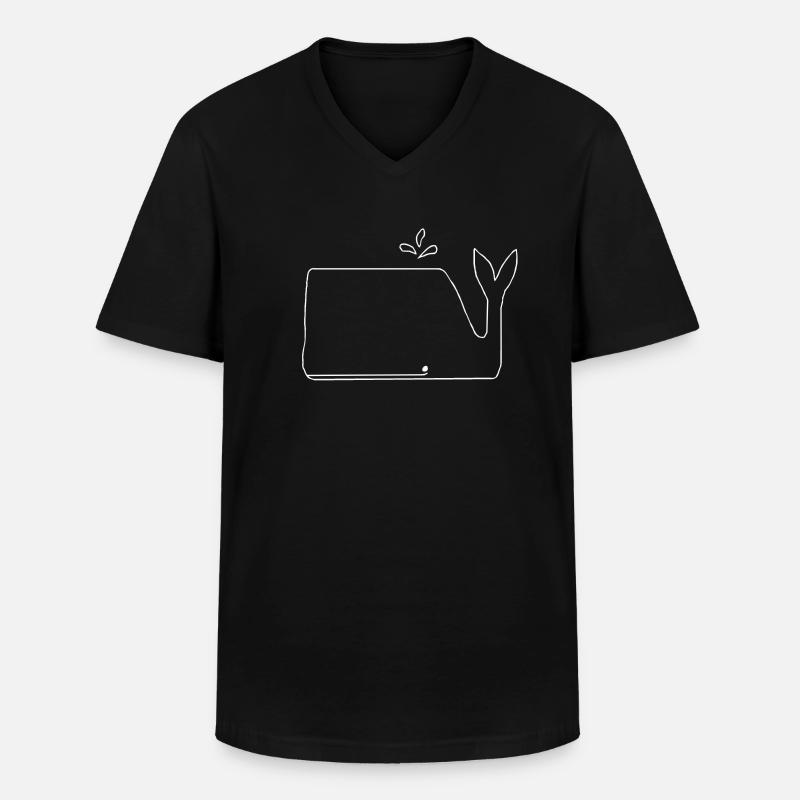 Wal - Männer-T-Shirt mit V-Ausschnitt - Schwarz