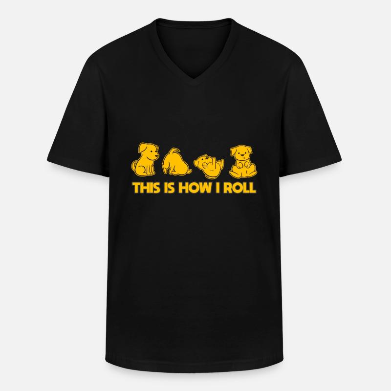 Rolling Dog - Männer-T-Shirt mit V-Ausschnitt - Schwarz