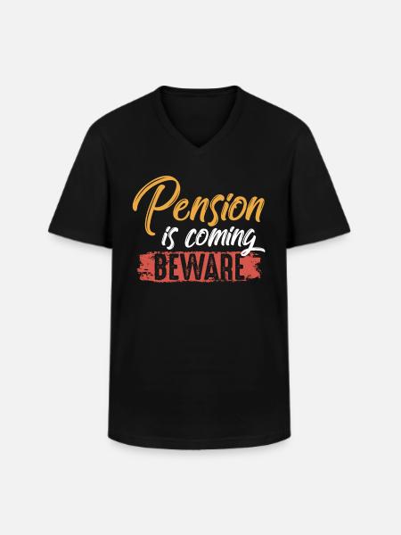 Pension pension - Klassisk herre T-shirt med V-udskæring - sort