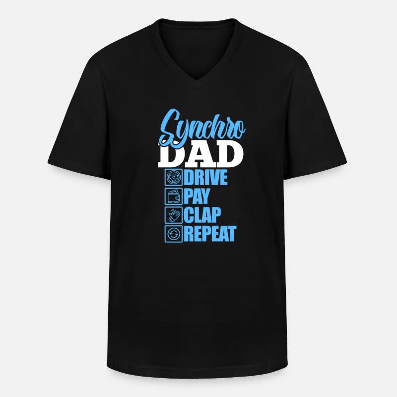 Synchronschwimmen Vater - Männer-T-Shirt mit V-Ausschnitt - Schwarz