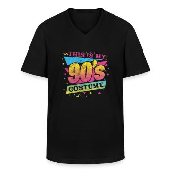 Jaren 90 - Klassiek mannen T-shirt met V-hals - zwart - Voor - AI Model Male 178 dark (178cm)