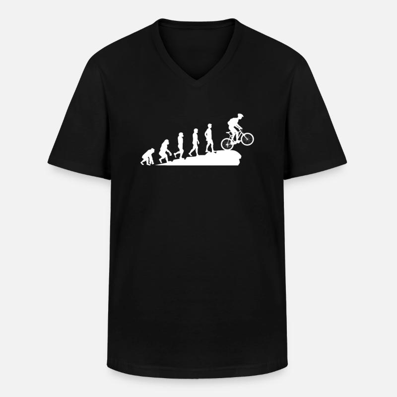 Mountainbike Evolution - Männer-T-Shirt mit V-Ausschnitt - Schwarz