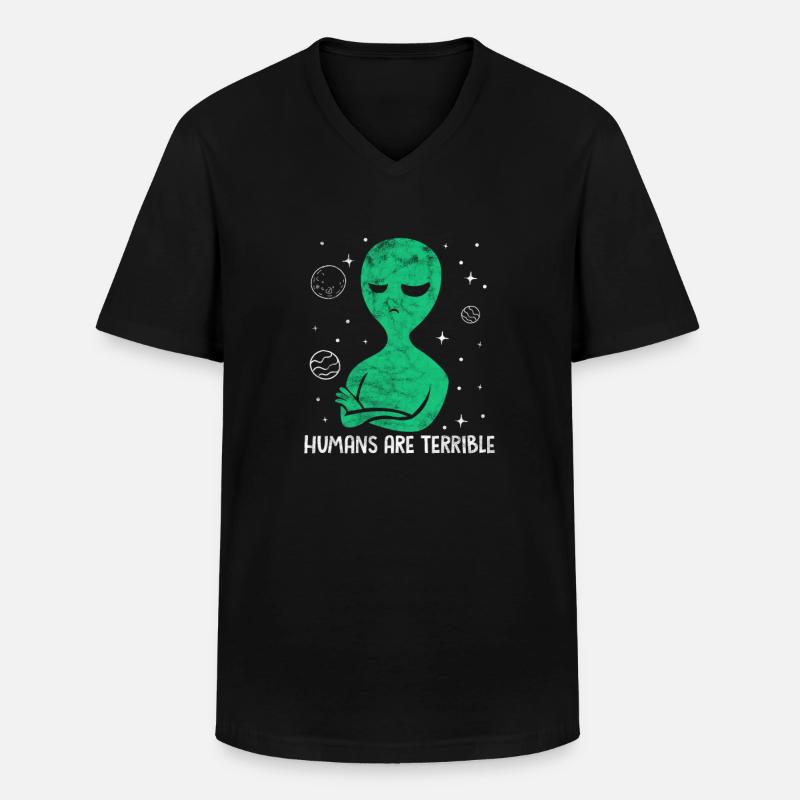 Alien - Männer-T-Shirt mit V-Ausschnitt - Schwarz