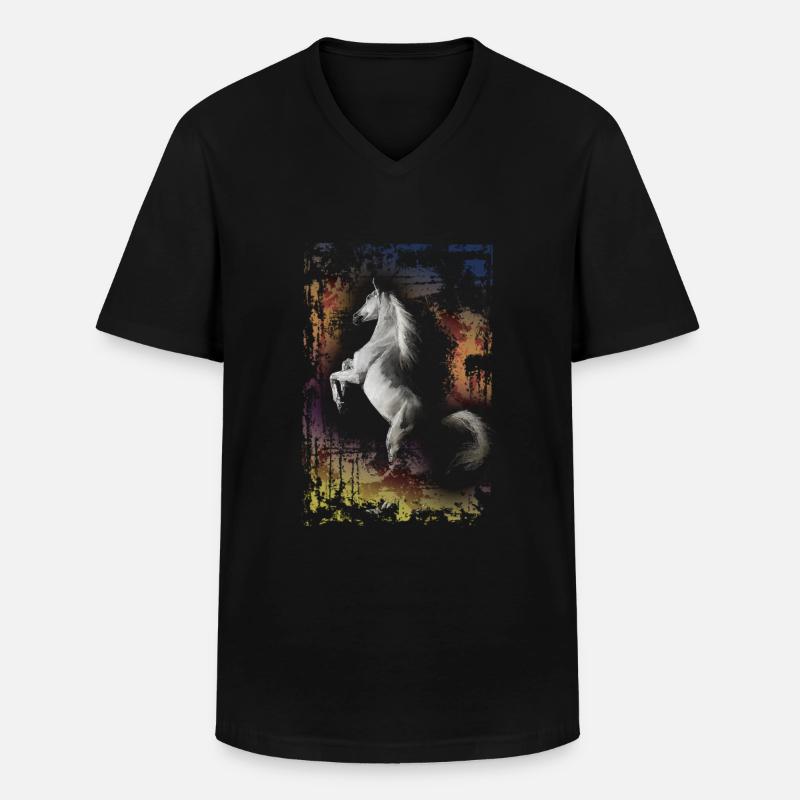 pferde - Männer-T-Shirt mit V-Ausschnitt - Schwarz