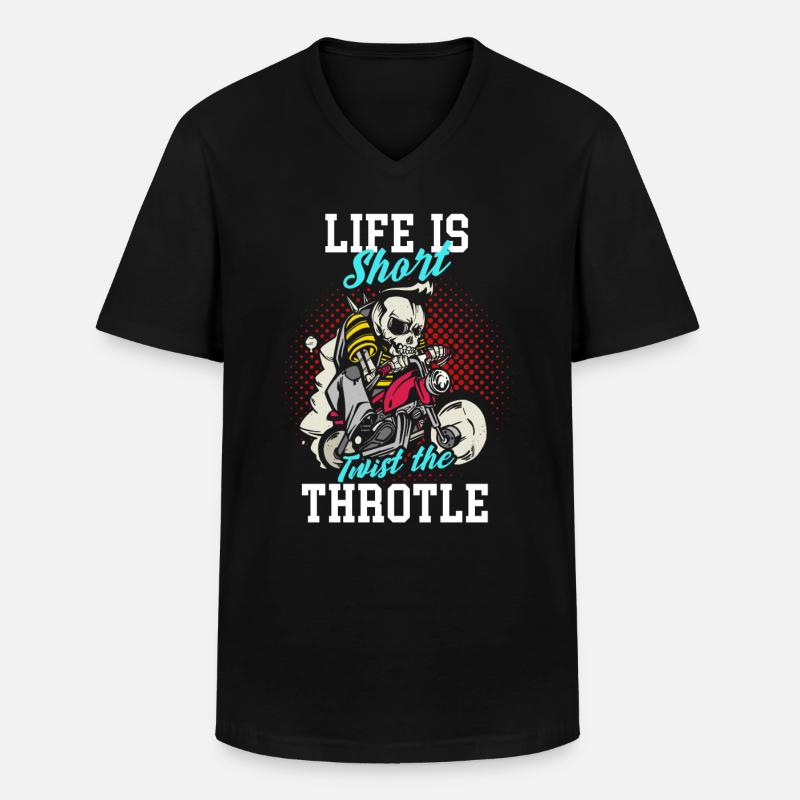 Motorrad - Männer-T-Shirt mit V-Ausschnitt - Schwarz