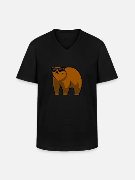Brown bear bear with sunglasses - Men's V-Neck T-Shirt - black