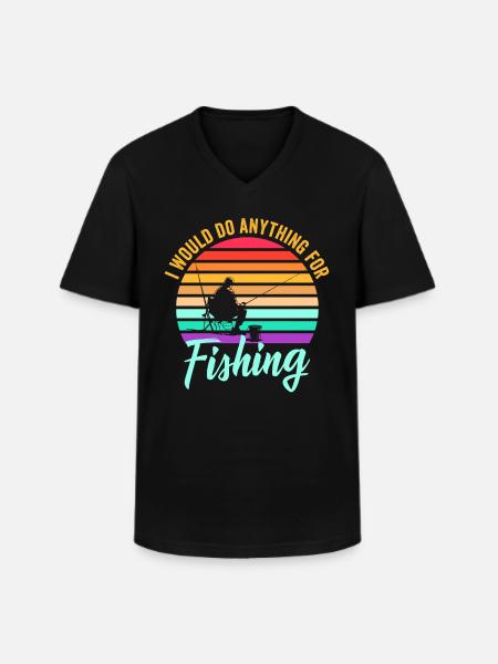 Fishing fish Petri Heil - Men's V-Neck T-Shirt - black
