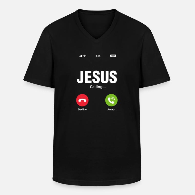 Jesus - Männer-T-Shirt mit V-Ausschnitt - Schwarz