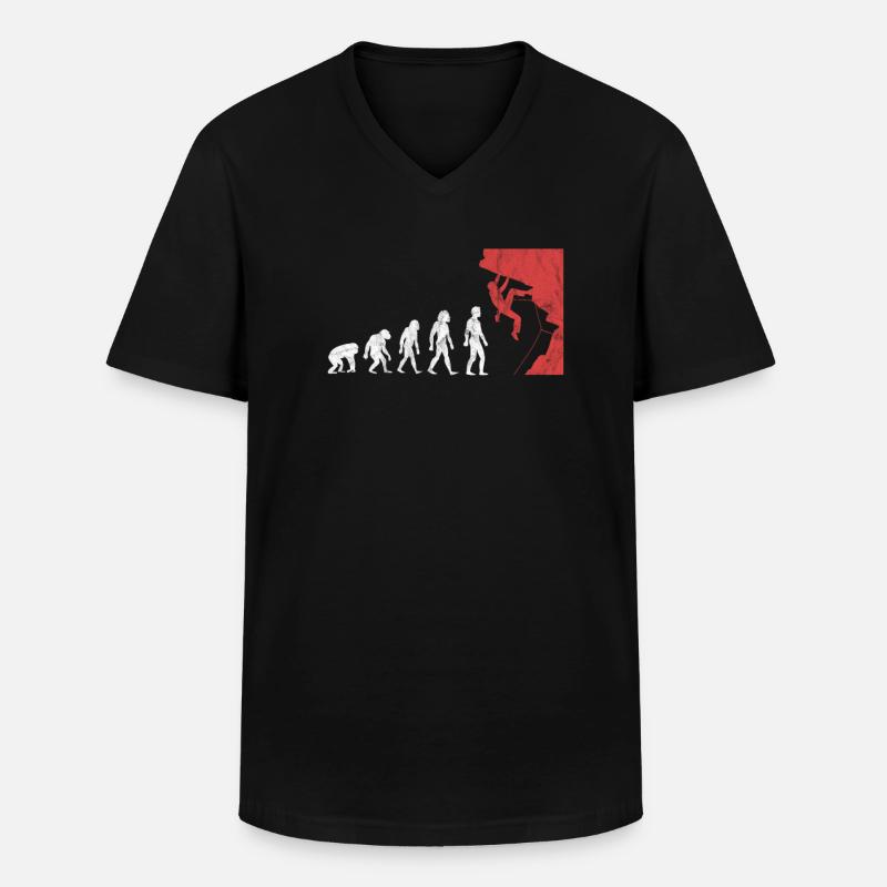 Klettern Evolution Berg Kletterer Bergsteigen - Männer-T-Shirt mit V-Ausschnitt - Schwarz