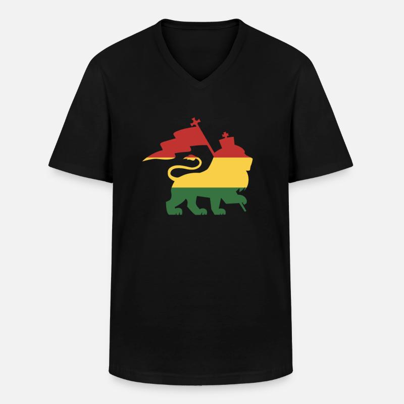 Rasta - Männer-T-Shirt mit V-Ausschnitt - Schwarz