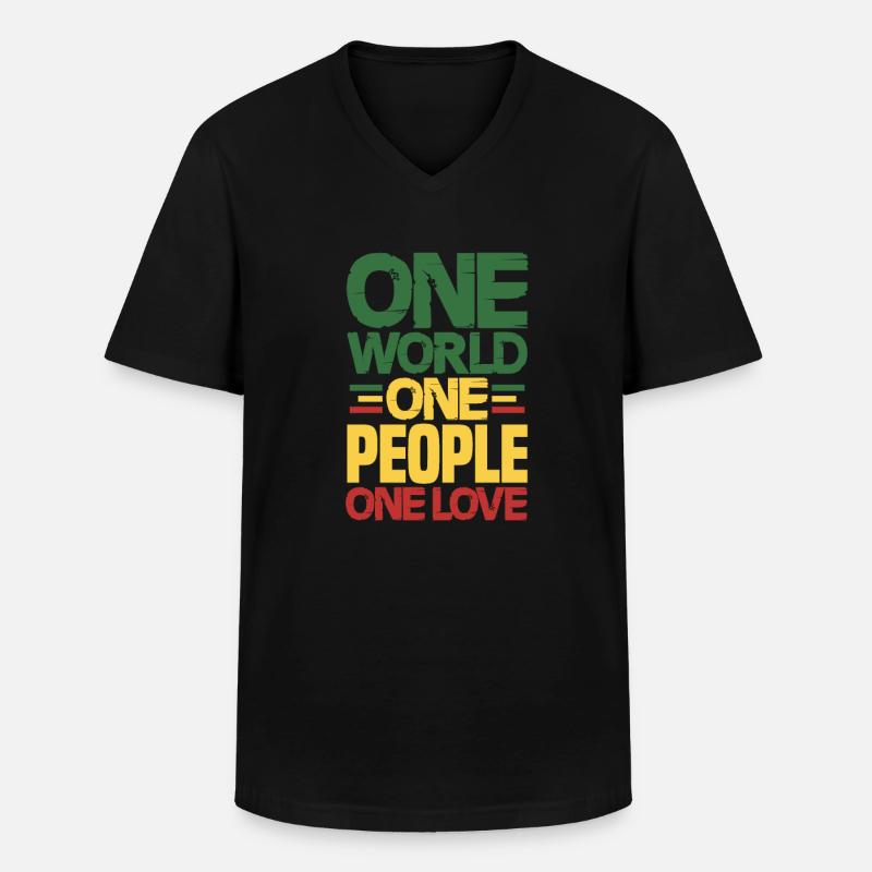 Rasta - Männer-T-Shirt mit V-Ausschnitt - Schwarz