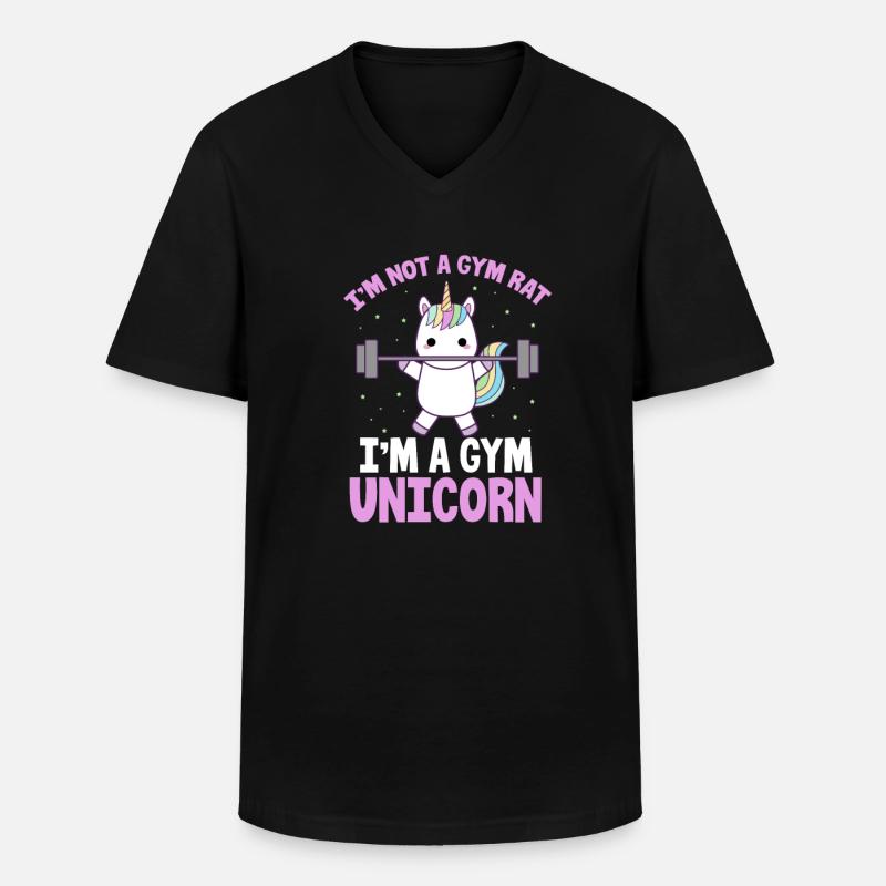 Gym Einhorn - Männer-T-Shirt mit V-Ausschnitt - Schwarz