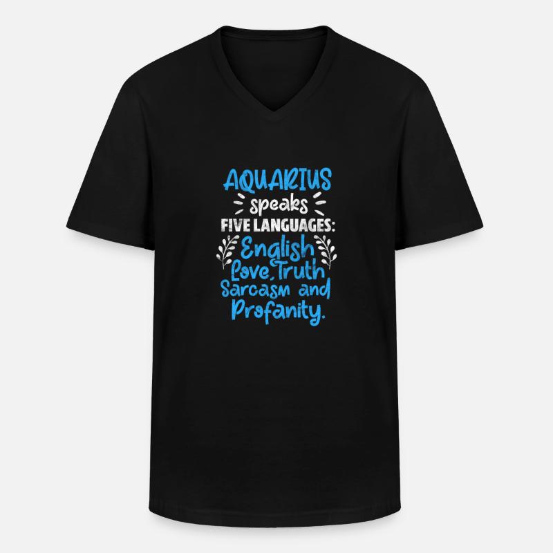 Wassermann - Männer-T-Shirt mit V-Ausschnitt - Schwarz