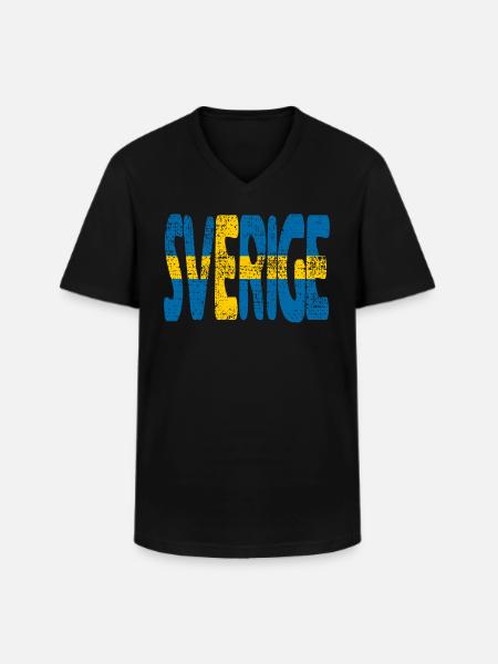 Sverige Sverige Svensk Flag Sverige Skandinavien - Klassisk herre T-shirt med V-udskæring - sort