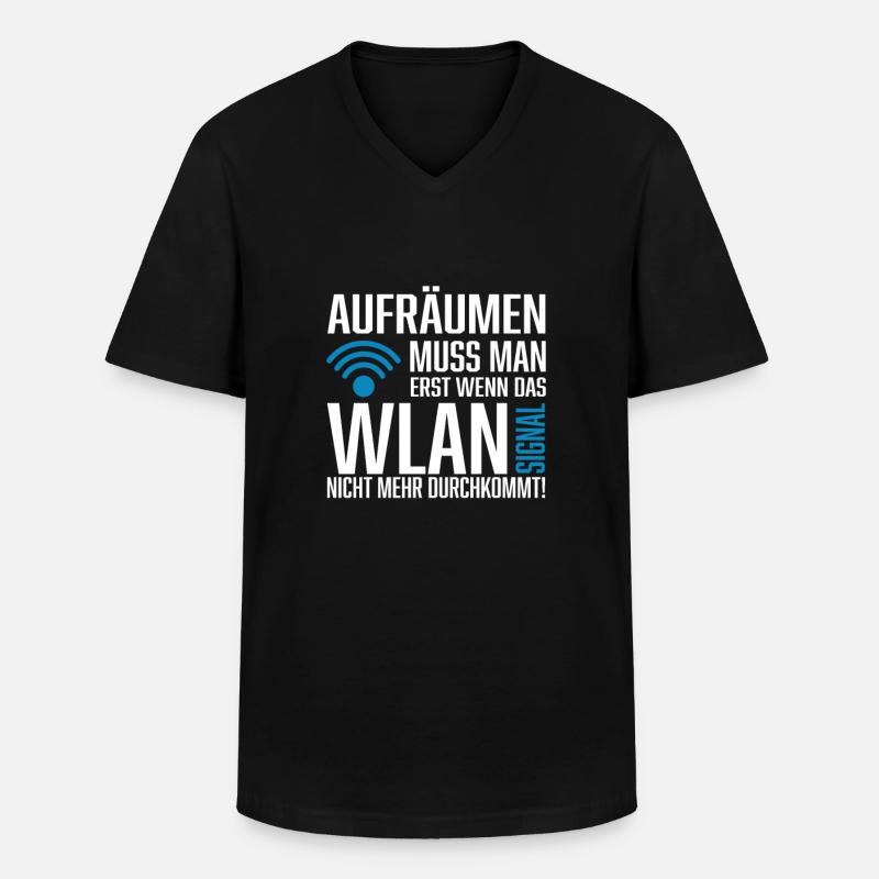 Wlan signal Spruch Nerd - Männer-T-Shirt mit V-Ausschnitt - Schwarz