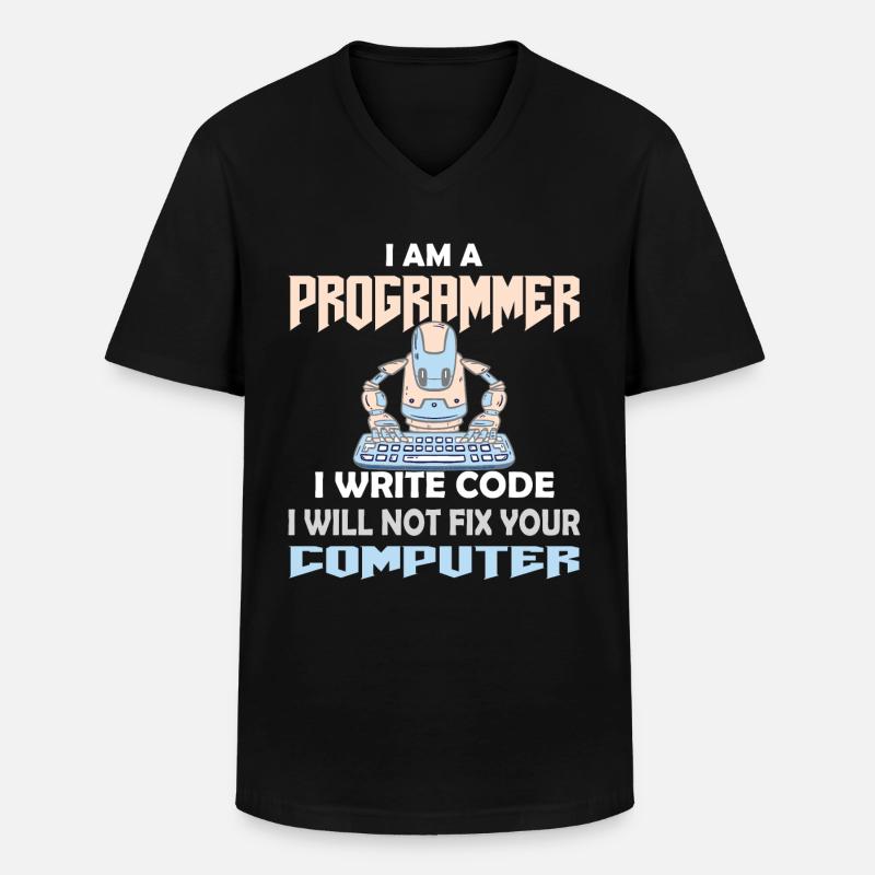 PROGRAMMER CODER HACKER - Men's V-Neck T-Shirt - black