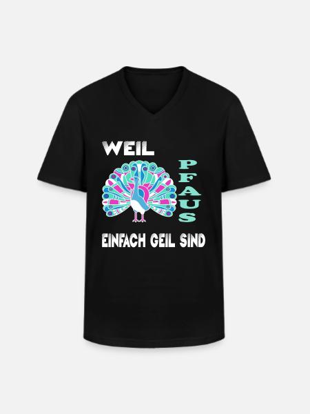 Pfau Pfaus Pfauen - Männer-T-Shirt mit V-Ausschnitt - Schwarz