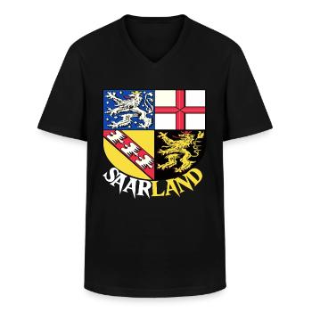 Saarland Saarländer Saarbrücken Flagge Geschenk - Männer-T-Shirt mit V-Ausschnitt - Schwarz - Vorne - AI Model Male 178 dark (178cm)
