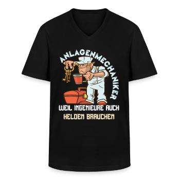 Anlagenmechaniker Installateur Heizung SHK helden - Männer-T-Shirt mit V-Ausschnitt - Schwarz - Vorne - AI Model Male 178 dark (178cm)