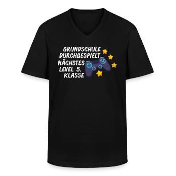 Schüler Grundschule Durchgespielt Nächstes Level 5 - Männer-T-Shirt mit V-Ausschnitt - Schwarz - Vorne - AI Model Male 178 dark (178cm)