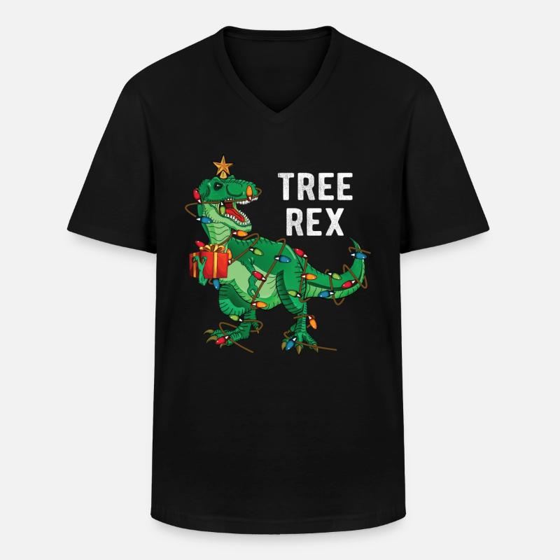 Tree Rex - Männer-T-Shirt mit V-Ausschnitt - Schwarz