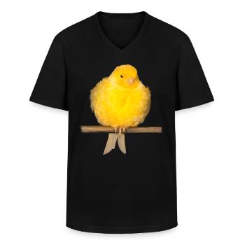 niedlicher Kanarienvogel mit gelben Federn - Männer-T-Shirt mit V-Ausschnitt - Schwarz - Vorne - AI Model Male 178 dark (178cm)