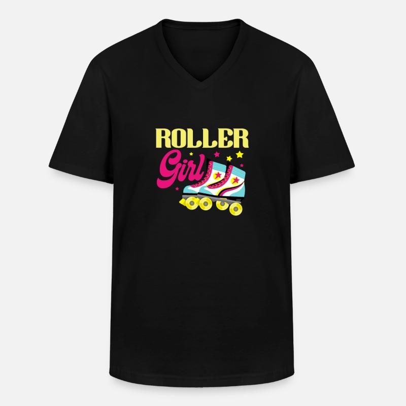Rollschuhe - Männer-T-Shirt mit V-Ausschnitt - Schwarz