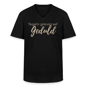 Negativ getestet auf Geduld, Impfung, Lustig, Text - Männer-T-Shirt mit V-Ausschnitt - Schwarz - Vorne - AI Model Male 178 dark (178cm)