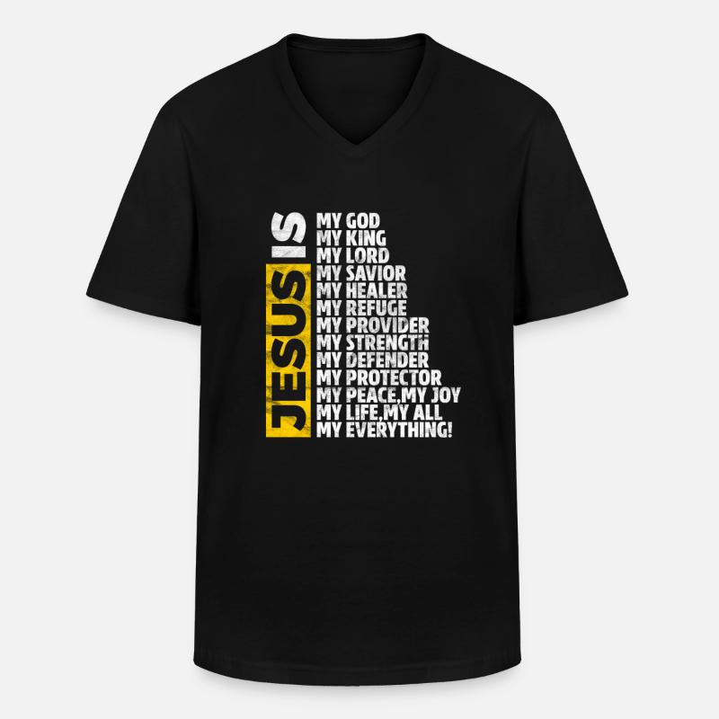 Jesus - Männer-T-Shirt mit V-Ausschnitt - Schwarz