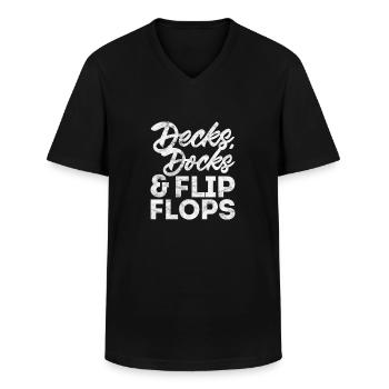Bateau - T-shirt col V Homme - noir - Devant - AI Model Male 178 dark (178cm)