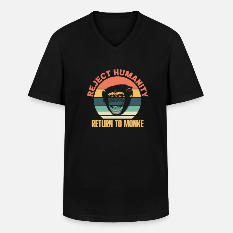 Affe Evolution Menschenaffen Affen Geschenk - Männer-T-Shirt mit V-Ausschnitt - Schwarz