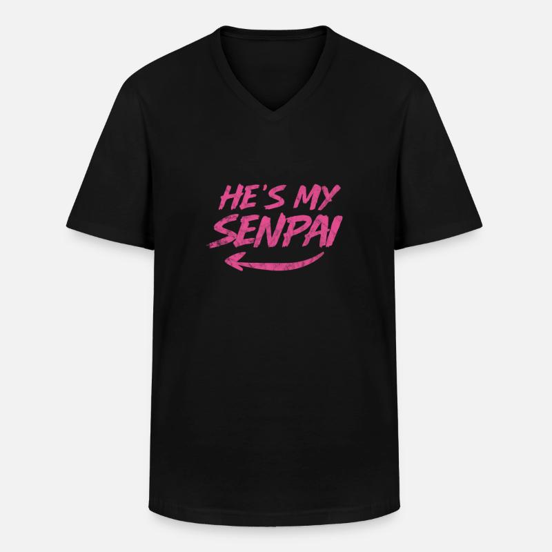 Senpai - Männer-T-Shirt mit V-Ausschnitt - Schwarz