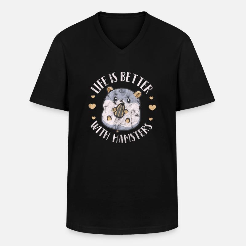 Hamster - Männer-T-Shirt mit V-Ausschnitt - Schwarz