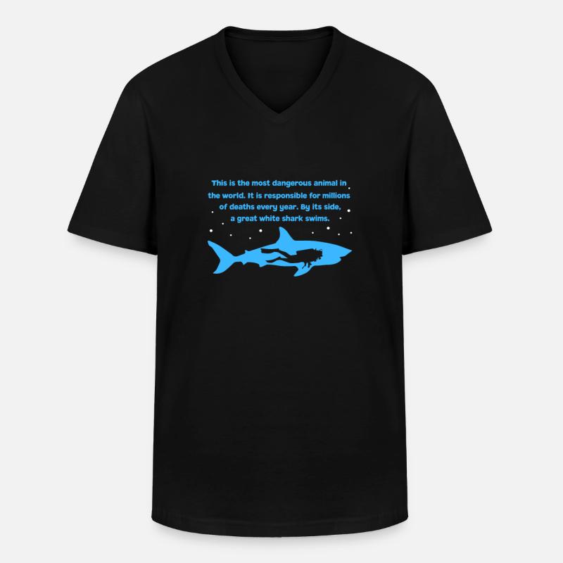 Hai - Männer-T-Shirt mit V-Ausschnitt - Schwarz