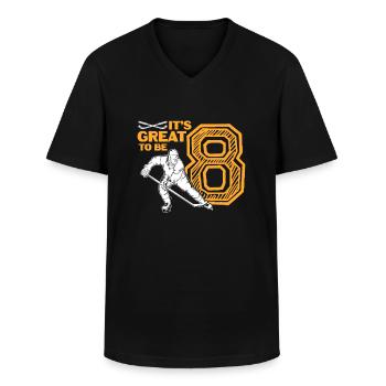 Eishockey 8. Geburtstag - Männer-T-Shirt mit V-Ausschnitt - Schwarz - Vorne - AI Model Male 178 dark (178cm)