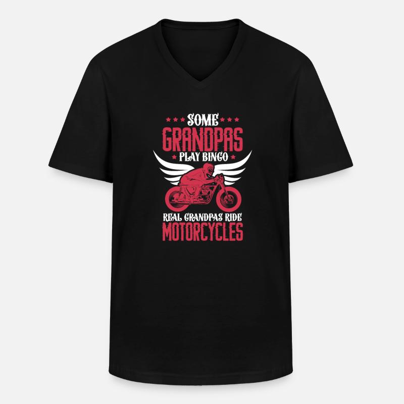 Biker Rentner - Männer-T-Shirt mit V-Ausschnitt - Schwarz