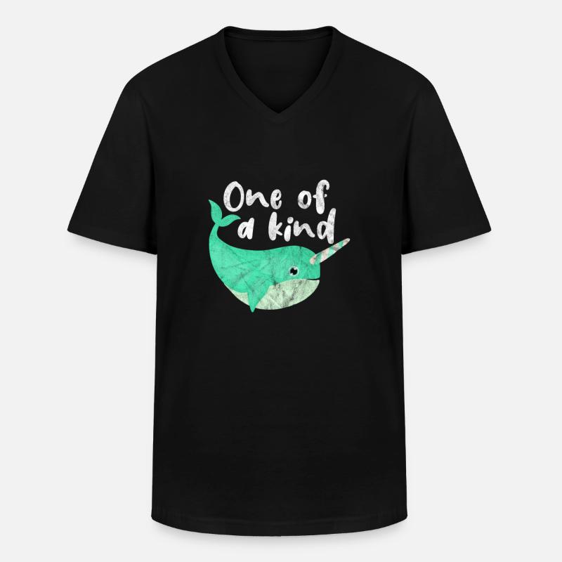 Narwal - Männer-T-Shirt mit V-Ausschnitt - Schwarz