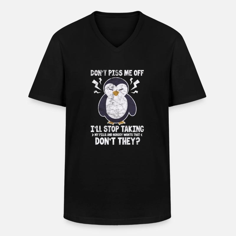 Pinguin - Männer-T-Shirt mit V-Ausschnitt - Schwarz