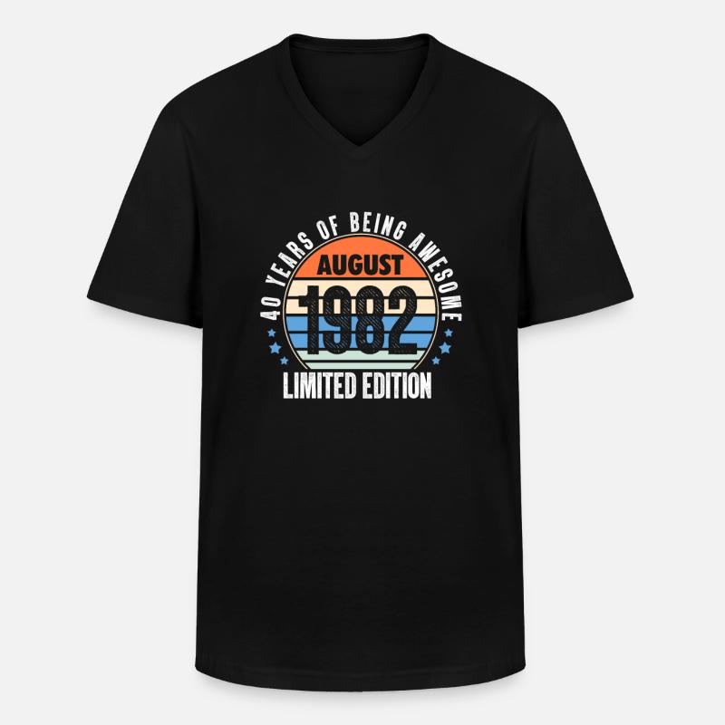 August 1982 - Männer-T-Shirt mit V-Ausschnitt - Schwarz